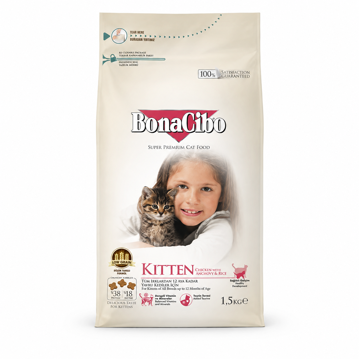 Bonacibo Premium Kitten Food Chicken, Anchovy & Rice 1.5KG