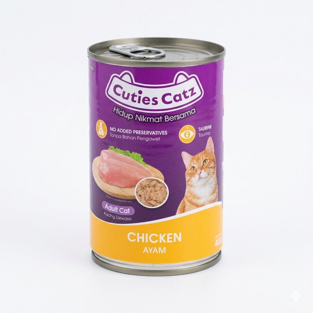 Cuties Catz Adult Canned Food with Chicken Flavour 400g