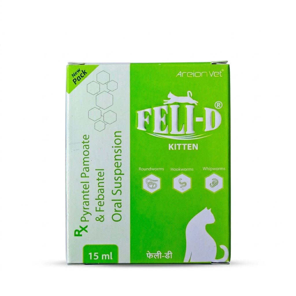 Feli-D 15ml Feline Oral Suspension Deworming Syrup For Kittens & Young Cats