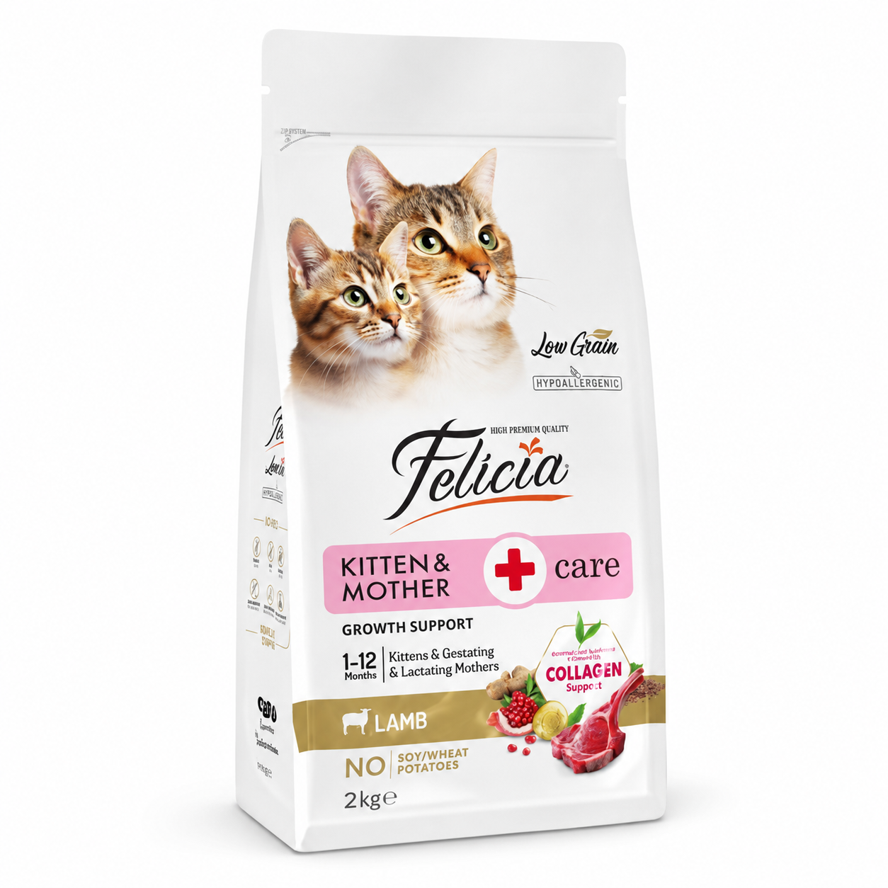 Felicia Low Grain Dry Cat Food Kitten & Mother Care Lamb 2KG
