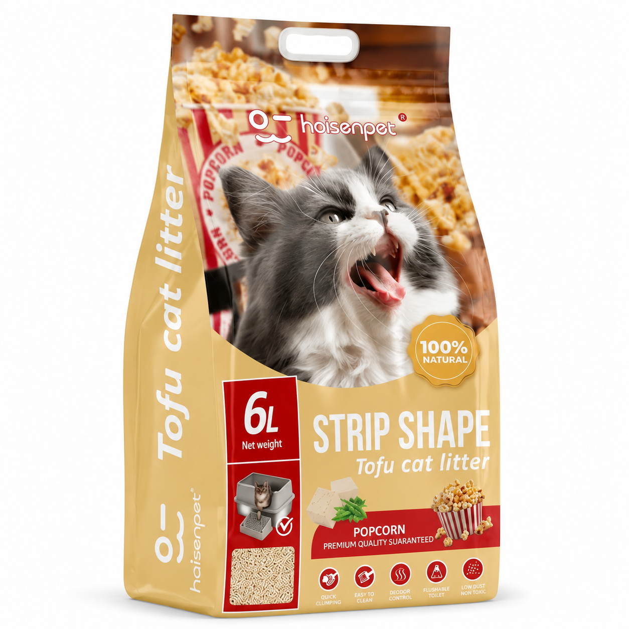 Haisenpet Tofu Cat Litter Popcorn Flavour 6L