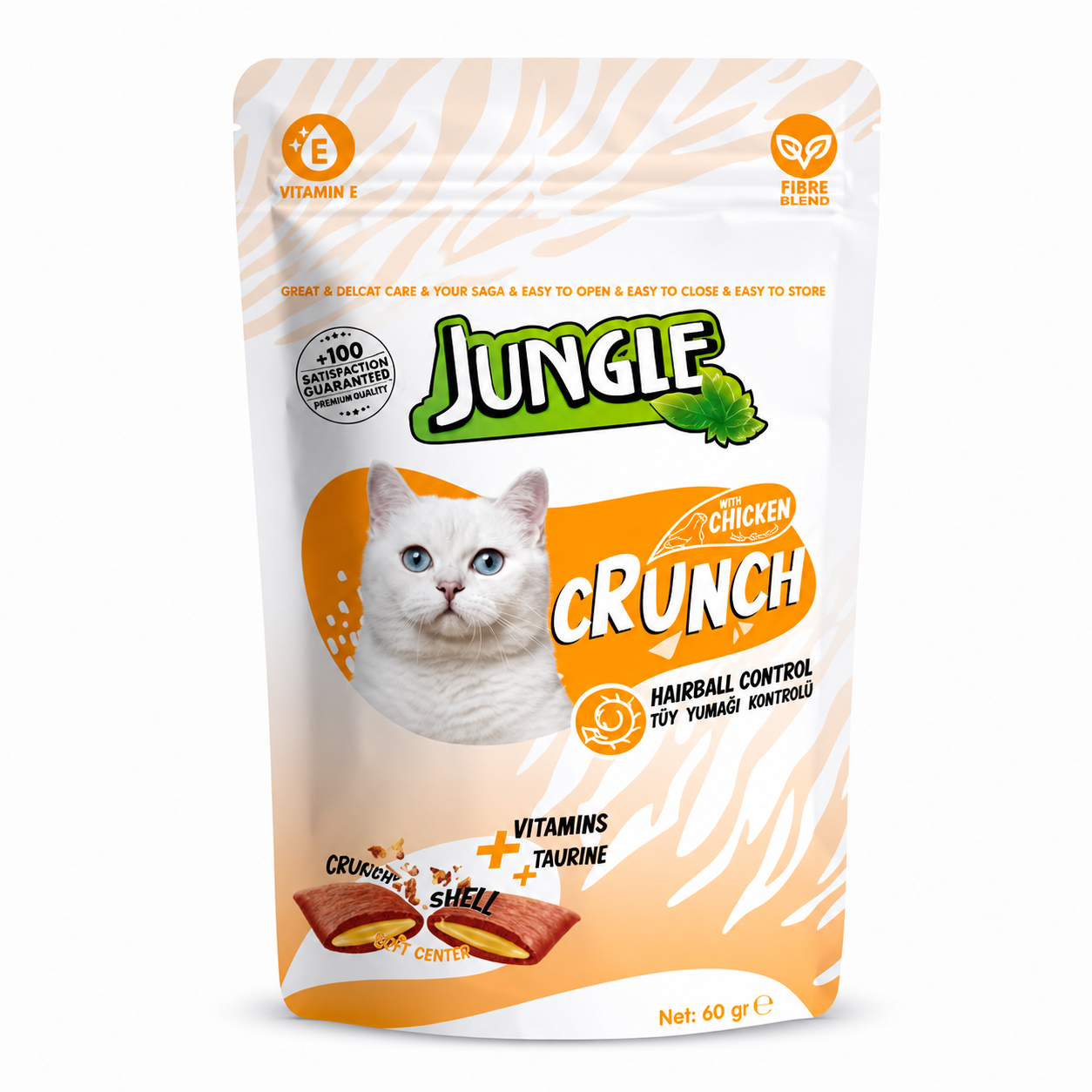 Jungle Crunch Dry Cat Treat Hairball Control with Chicken 60gm
