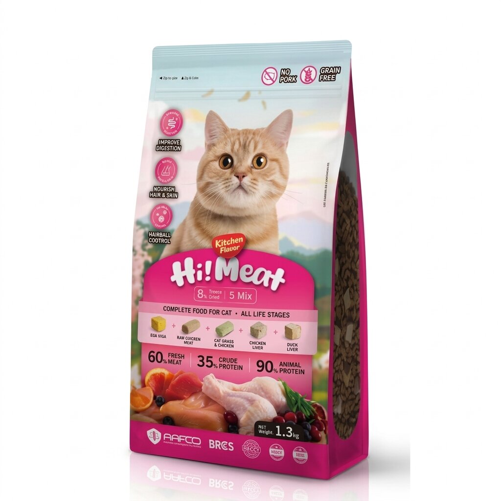 Kitchen Flavour Hi-Meat Grain Free Dry Cat Food with Freeze Dried Real Meat 1.3kg