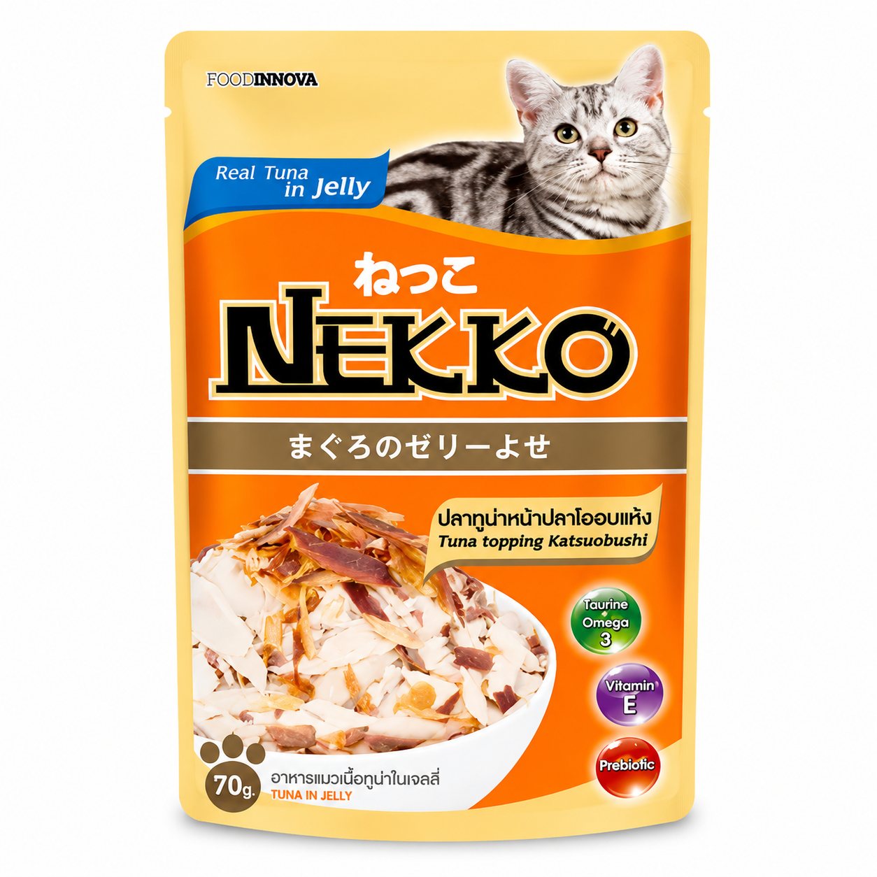 NEKKO POUCH TUNA TOPPING KATSUOBUSHI IN JELLY 70GM