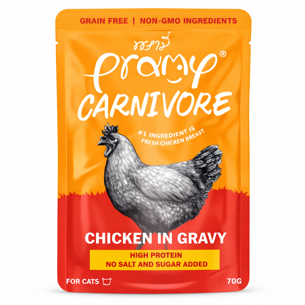 Pramy Carnivore Pouch Chicken in Gravy for All Cats 70gm