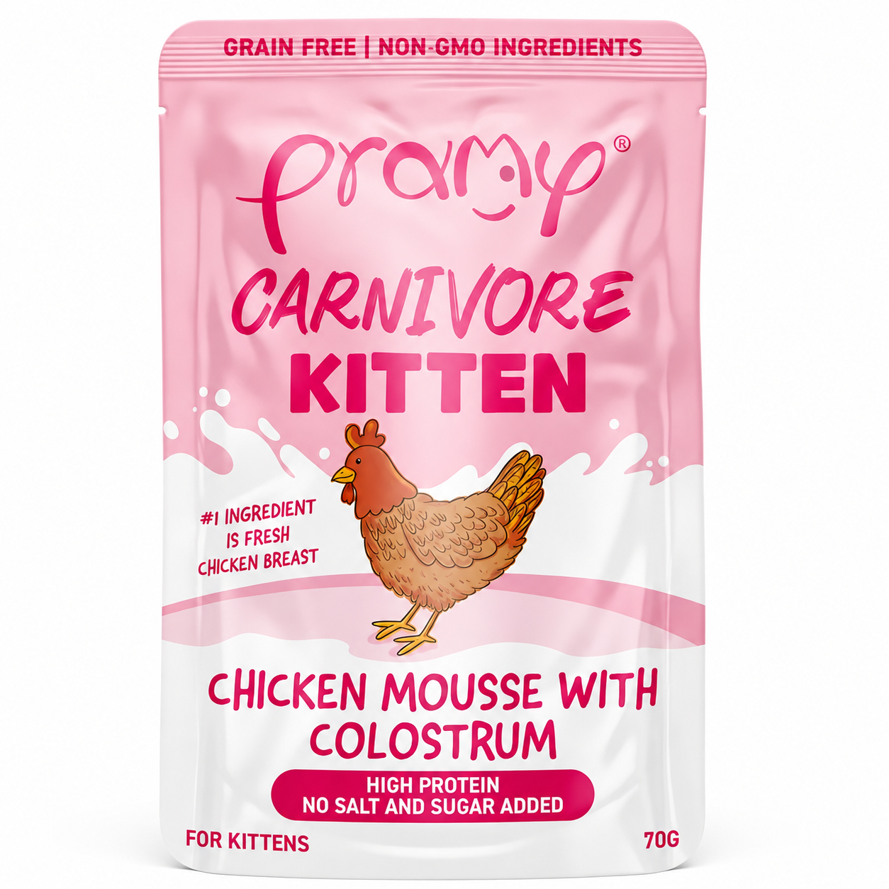 Pramy Carnivore Pouch Chicken Mousse with Colostrum for Kittens 70gm