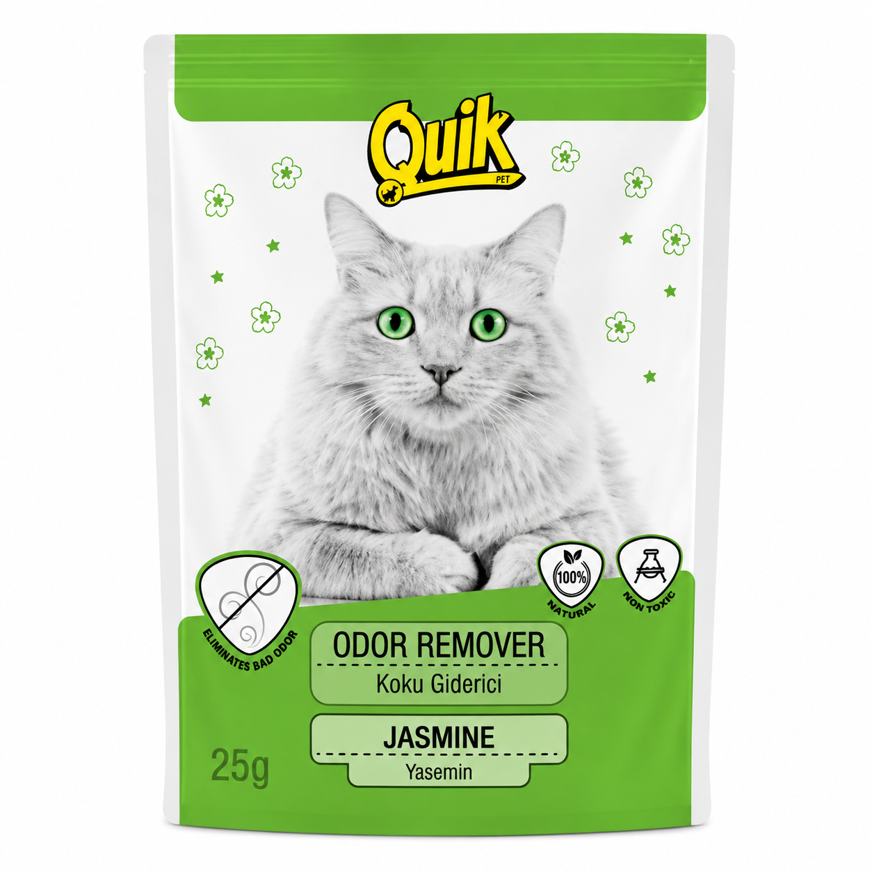 Quik Odor Remover Cat Litter Deodorizing Powder Jasmine 25gm