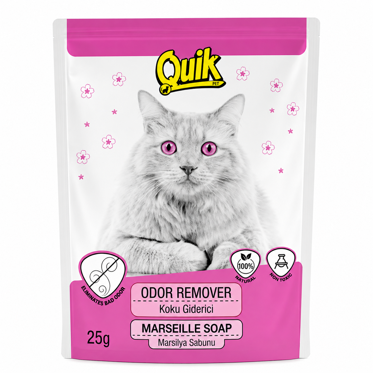 Quik Odor Remover Cat Litter Deodorizing Powder Marseillie Soap 25gm
