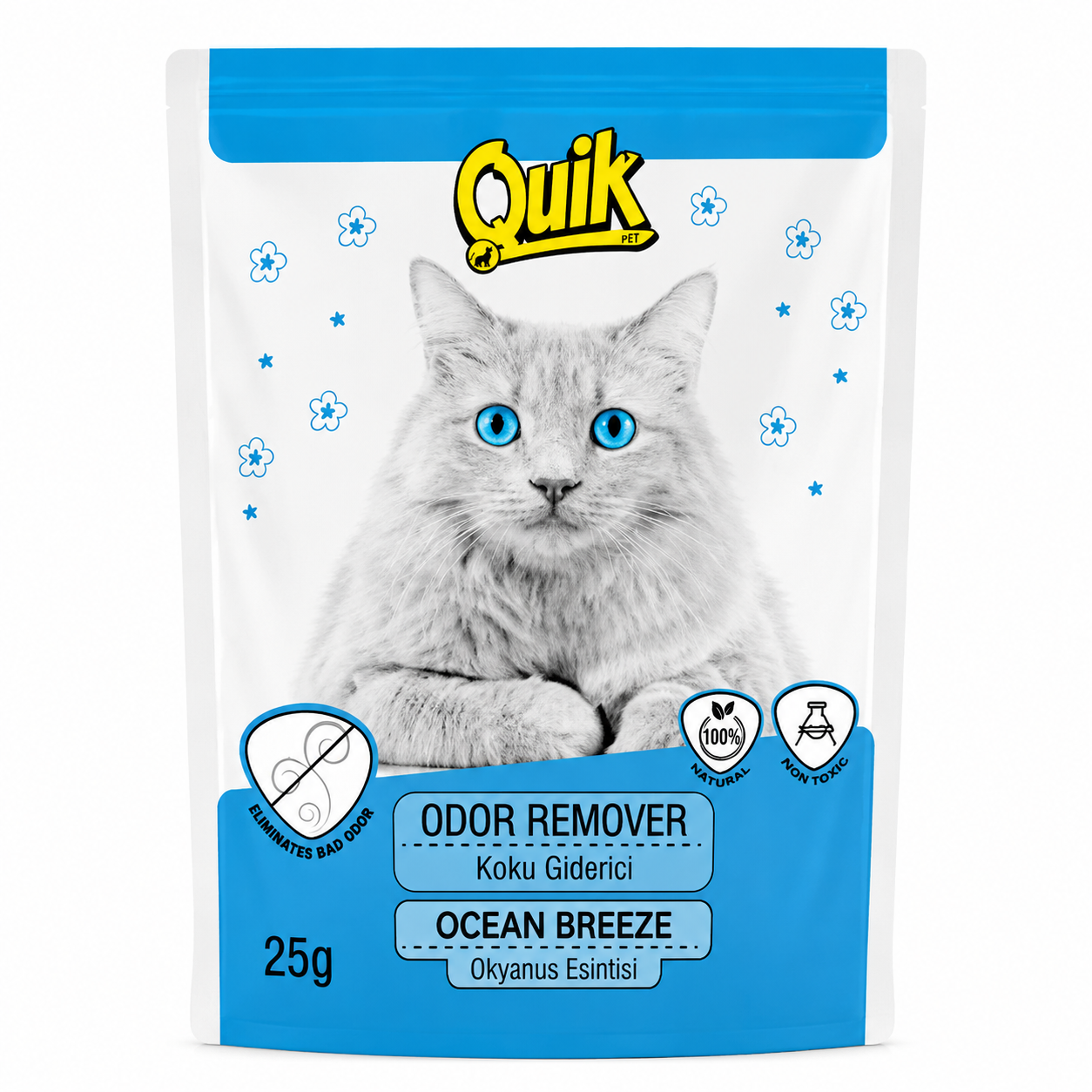 Quik Odor Remover Cat Litter Deodorizing Powder Ocean Breeze 25gm
