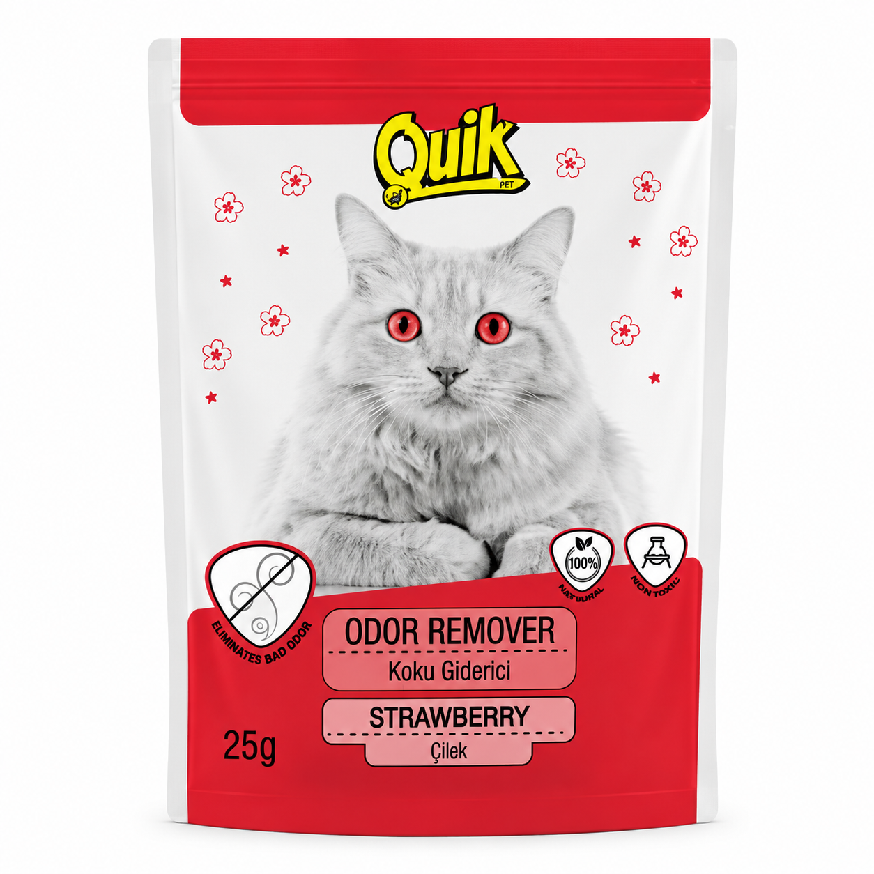 Quik Odor Remover Cat Litter Deodorizing Powder Strawberry 25gm