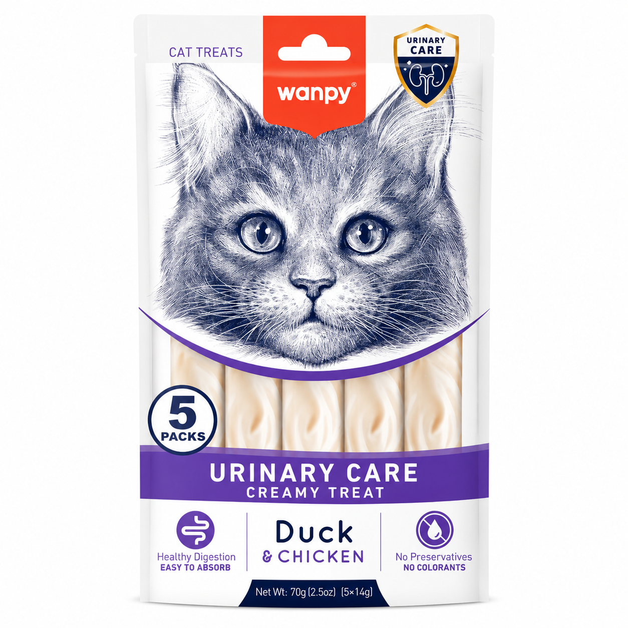 Wanpy Medicated Creamy Cat Treat Urinary Care Duck & Chicken 70gm