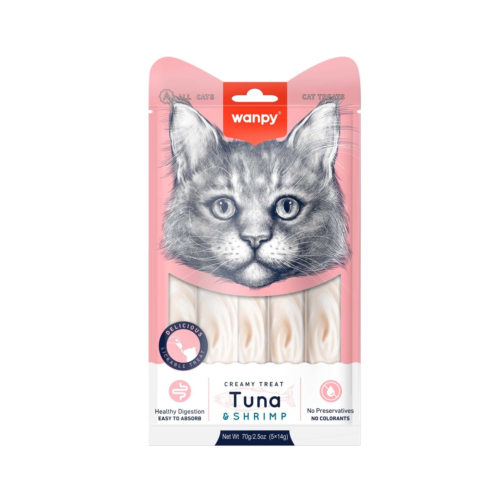 Wanpy Creamy Cat Treat Tuna and Shrimp 70gm (5*14)